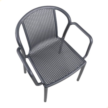 Cadeira Tramontina Summa Louise em Polipropileno e Fibra de Vidro Com Braços Grafite 92086007