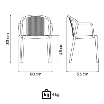 Cadeira Tramontina Summa Louise em Polipropileno e Fibra de Vidro Com Braços Camurça 92086210