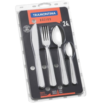 Faqueiro Tramontina 2 Unidades de 24 Peças Búzios com Láminas e Cabos de Aço Inox 23799075