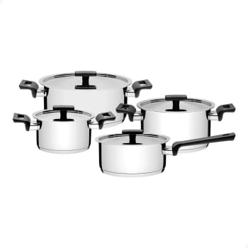 Jogo de Panelas Tramontina Vita Em Aço Inox Com Fundo Triplo 4 Peças 65680000 Jogo de Panelas Tramontina Vita Em Aço Inox Com Fundo Triplo 4 Peças 65680000