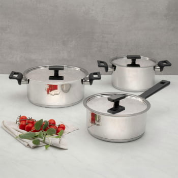 Jogo de Panelas Tramontina Vita Em Aço Inox Com Fundo Triplo 4 Peças 65680000