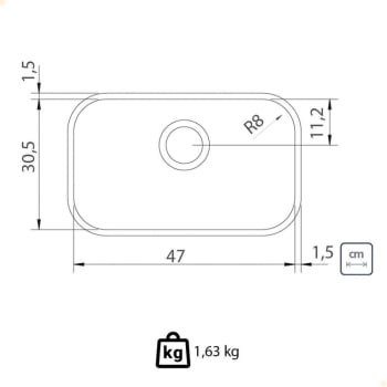 Cuba Tramontina Lavínia 47 BL Prime em Aço Inox Acetinado 47x30 cm com Válvula e Escape 94022103