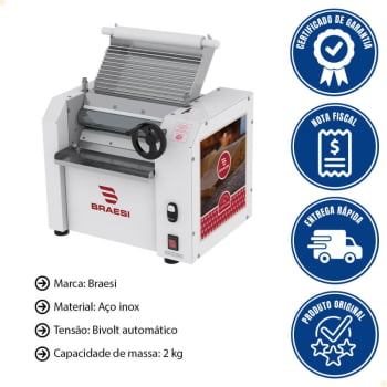 Cilindro Laminador De Massas 2 kg CB-30 G2 Style Braesi Bivolt