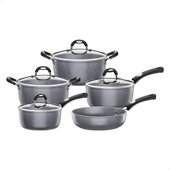 Jogo de Panelas Tramontina Mônaco em Alumínio Com Revestimento Antiaderente Cinza 5 Pçs 20899550 Jogo de Panelas Tramontina Mônaco em Alumínio Com Revestimento Antiaderente Cinza 5 Pçs 20899550