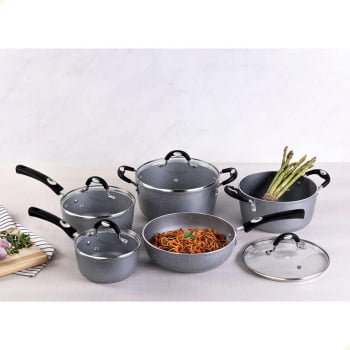 Jogo de Panelas Tramontina Mônaco em Alumínio Com Revestimento Antiaderente Cinza 5 Pçs 20899550