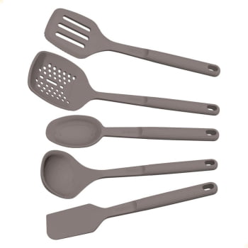 Jogo De Utensílios Tramontina Softta Em Silicone Cinza 5 Peças 25899600