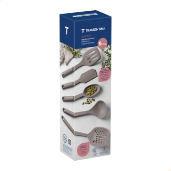 Jogo De Utensílios Tramontina Softta Em Silicone Cinza 5 Peças 25899600