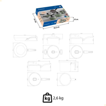 Jogo de Panelas Michigan Tramontina Alumínio Revestimento Antiaderente Verde Oliva 5 Pçs 28299297