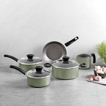 Jogo de Panelas Michigan Tramontina Alumínio Revestimento Antiaderente Verde Oliva 5 Pçs 28299297