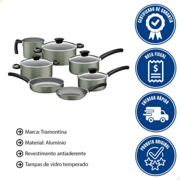 Jogo de Panelas Michigan Tramontina Alumínio Revestimento Antiaderente Verde Oliva 7 Pçs 28299298