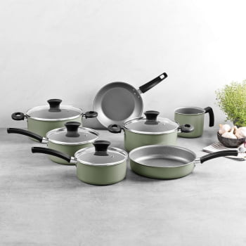 Jogo de Panelas Michigan Tramontina Alumínio Revestimento Antiaderente Verde Oliva 7 Pçs 28299298