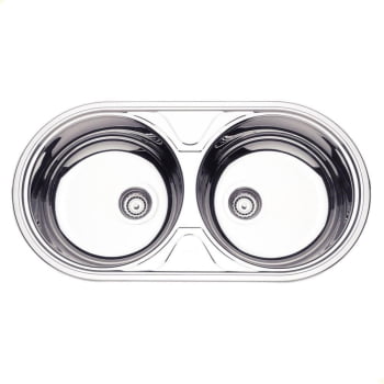 Cuba de Embutir ou Sobrepor Tramontina Luna Duo 2C 36 BS Prime Alto Brilho 84x44 cm Válvula 94035202