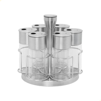 Porta-Temperos Tramontina Em Inox Com Base Giratória Realce 6 Peças 61119220