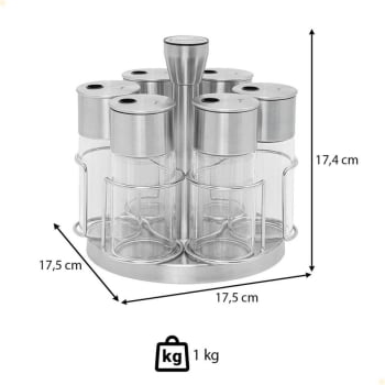 Porta-Temperos Tramontina Em Inox Com Base Giratória Realce 6 Peças 61119220
