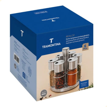 Porta-Temperos Tramontina Em Inox Com Base Giratória Realce 6 Peças 61119220