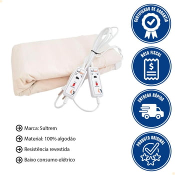 Lençol Térmico Sulterm Modelo Tradicional Queen Size 2 Temperaturas 127V QT127SUL