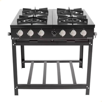 Fogão Industrial Venâncio à Gás Bravo 4 Bocas Preto Esmaltado BR4BPR