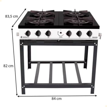 Fogão Industrial Venâncio à Gás Bravo 4 Bocas Branco Esmaltado BR4BBR