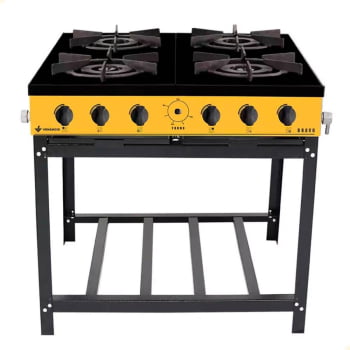 Fogão Industrial Venâncio à Gás Bravo 4 Bocas Amarelo Esmaltado BR4BAM