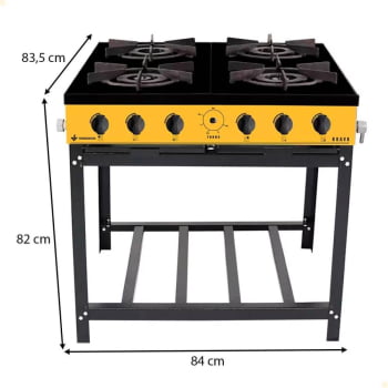 Fogão Industrial Venâncio à Gás Bravo 4 Bocas Amarelo Esmaltado BR4BAM