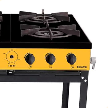 Fogão Industrial Venâncio à Gás Bravo 4 Bocas Amarelo Esmaltado BR4BAM