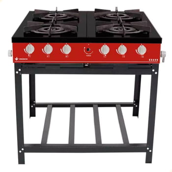 Fogão Industrial Venâncio à Gás Bravo 4 Bocas Vermelho Esmaltado BR4B 16615