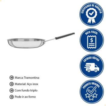 Frigideira Tramontina Professional Em Inox Fundo Triplo e Cabo Com Luva De Silicone 26 cm 62333260