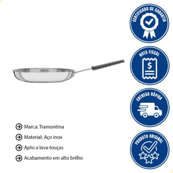 Frigideira Tramontina Professional Em Inox Fundo Triplo e Cabo Com Luva De Silicone 30 cm 62333300