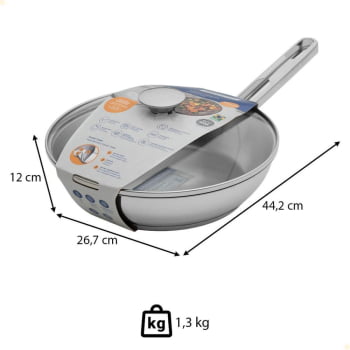Frigideira Tramontina Allegra Em Inox Com Fundo Triplo e Tampa de Vidro 24 cm 1,3 L 62666244