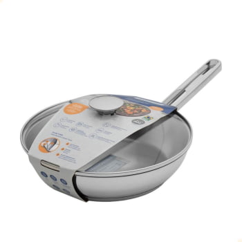 Frigideira Tramontina Allegra Em Inox Com Fundo Triplo e Tampa de Vidro 24 cm 1,3 L 62666244