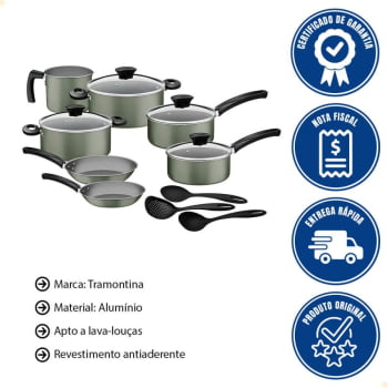 Jogo de Panelas Michigan Tramontina Alumínio Revestimento Antiaderente Verde Oliva 10 Pçs 28299299