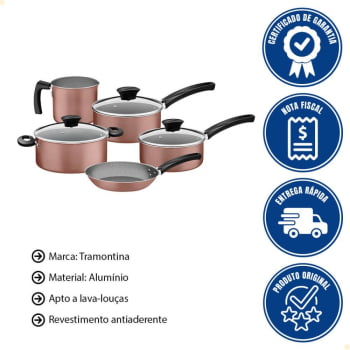 Jogo de Panelas Michigan Tramontina Alumínio Revestimento Antiaderente Siena 5 Pçs 28299497