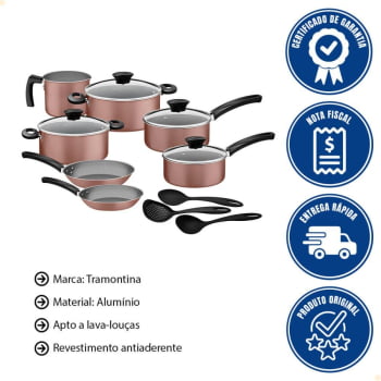 Jogo de Panelas Michigan Tramontina Alumínio Revestimento Antiaderente Siena 10 Pçs 28299499
