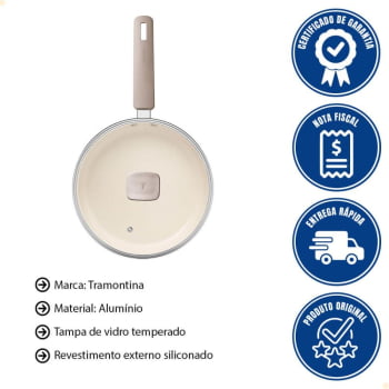 Frigideira Reta Veronese Tramontina Em Alumínio Com Revestimento Siliconado Bege 22cm 1,7L 28622322
