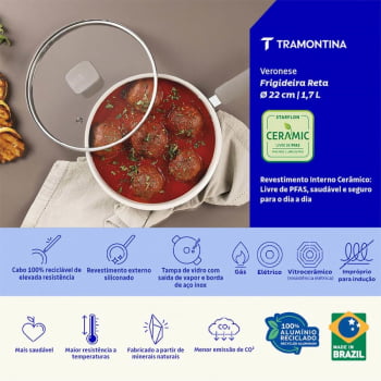 Frigideira Reta Veronese Tramontina Em Alumínio Com Revestimento Siliconado Bege 22cm 1,7L 28622322