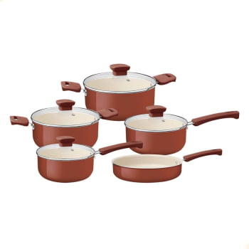 Jogo De Panelas Veronese Tramontina Em Alumínio Com Revestimento Siliconado Argila 5 Pçs 28699416