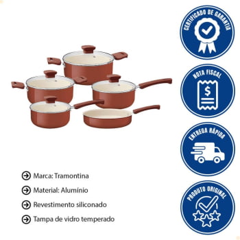 Jogo De Panelas Veronese Tramontina Em Alumínio Com Revestimento Siliconado Argila 5 Pçs 28699416