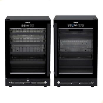 Conjunto Venax Cervejeira e Adega Porta Invertida Touch Top Light-In 100 Litros preto fosco 127V