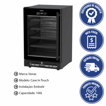 Conjunto Venax Cervejeira e Adega Porta Invertida Touch Top Light-In 100 Litros preto fosco 127V