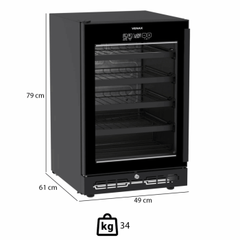 Conjunto Venax Cervejeira e Adega Porta Invertida Touch Top Light-In 100 Litros preto fosco 127V