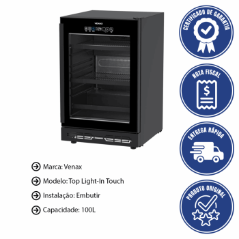 Conjunto Venax Cervejeira e Adega Porta Invertida Touch Top Light-In 100 Litros preto fosco 127V