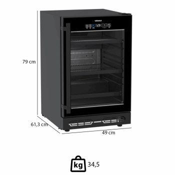 Conjunto Venax Cervejeira e Adega Porta Invertida Touch Top Light-In 100 Litros preto fosco 127V