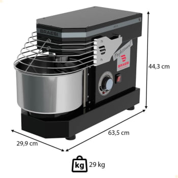 Amassadeira Industrial Espiral Braesi AES-03 Bivolt 3Kg 10 Velocidade Preta B18881