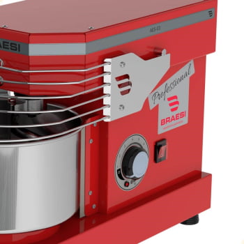Amassadeira Industrial Espiral Braesi AES-03 Bivolt 3Kg 10 Velocidade Vermelha B18882