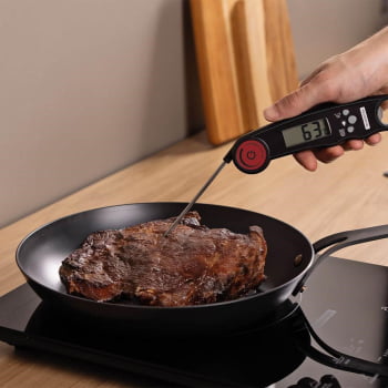 Termômetro Digital Para Carnes Tramontina Com Visor e Haste Dobrável Em Inox 25318100