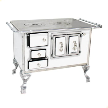 Fogão a Lenha Tradicional Venâncio N°2 Branco Porta Dupla Sem Tampa Direito 21766