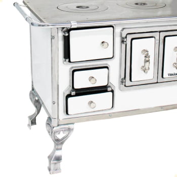 Fogão a Lenha Tradicional Venâncio N°2 Branco Porta Dupla Sem Tampa Direito 21766
