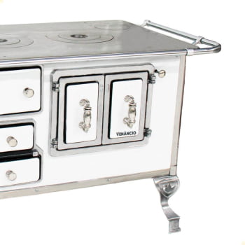 Fogão a Lenha Tradicional Venâncio N°2 Branco Porta Dupla Sem Tampa Direito 21766