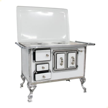 Fogão a Lenha Tradicional Venâncio N°2 Branco Porta Dupla Com Tampa Direito