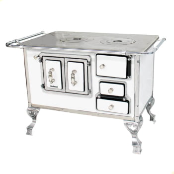 Fogão a Lenha Tradicional Venâncio N°2 Branco Porta Dupla Sem Tampa Esquerdo 21781